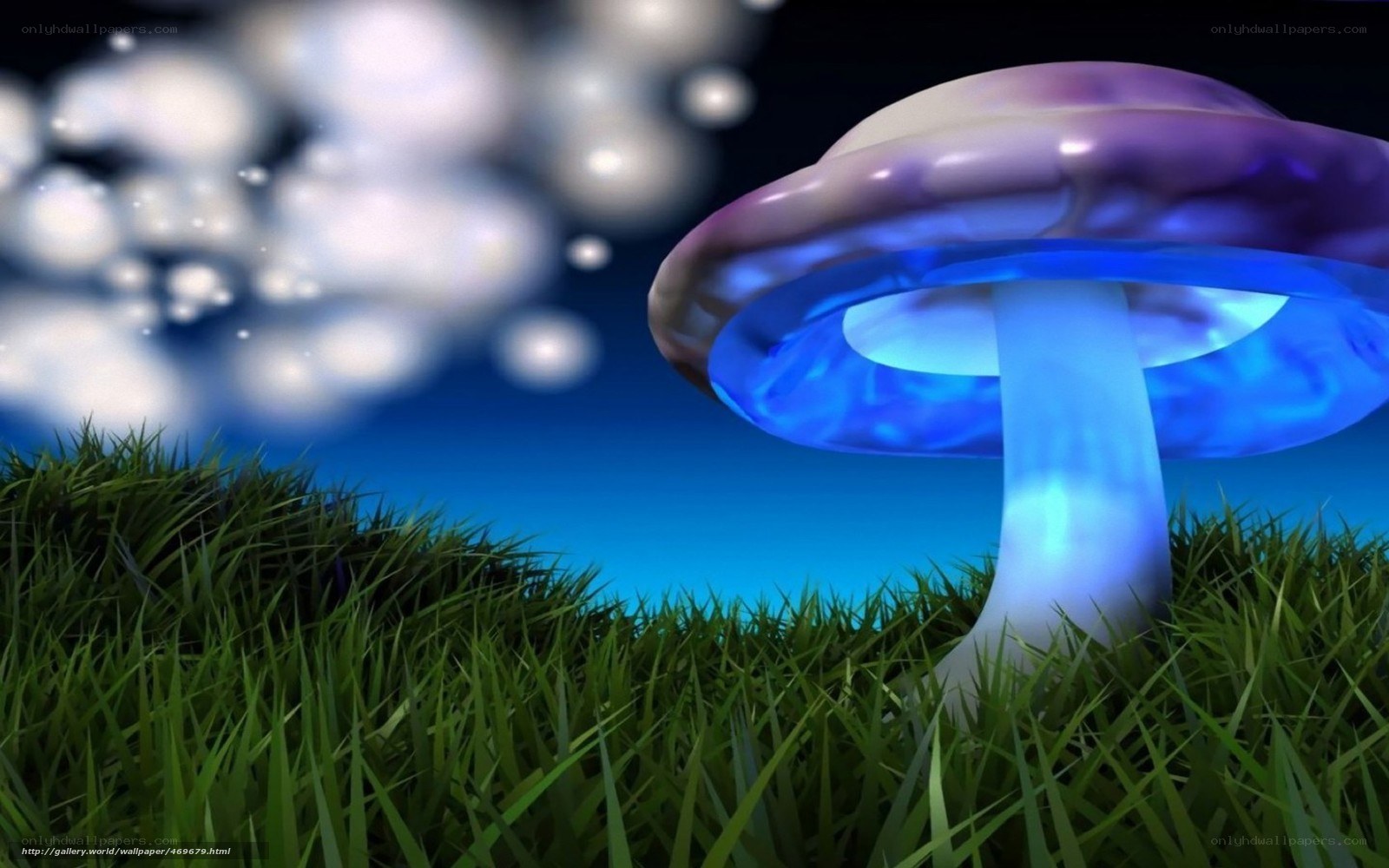 glowing mushroom in grass