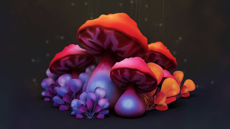 Glowing Mushrooms Cluster