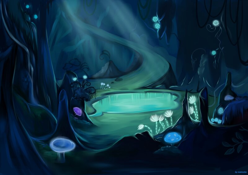 Glowing Mushrooms in Cave