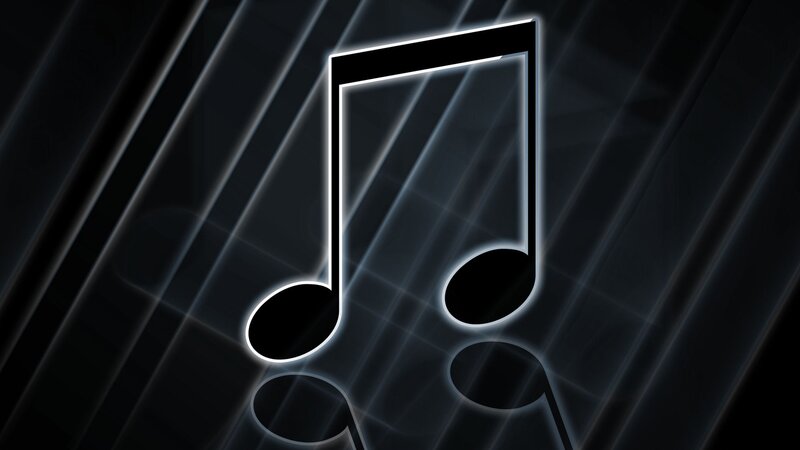 Glowing Music Note — Black, Dramatic