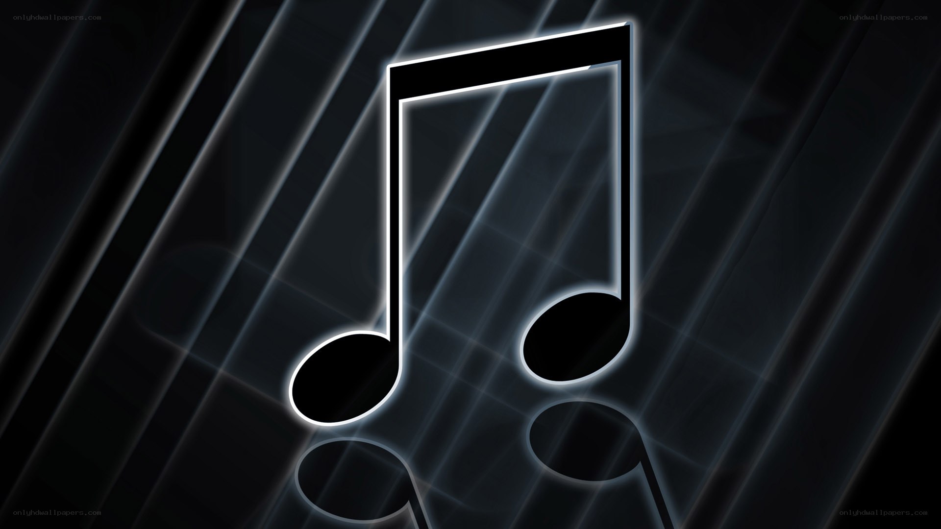 glowing music note on dark background