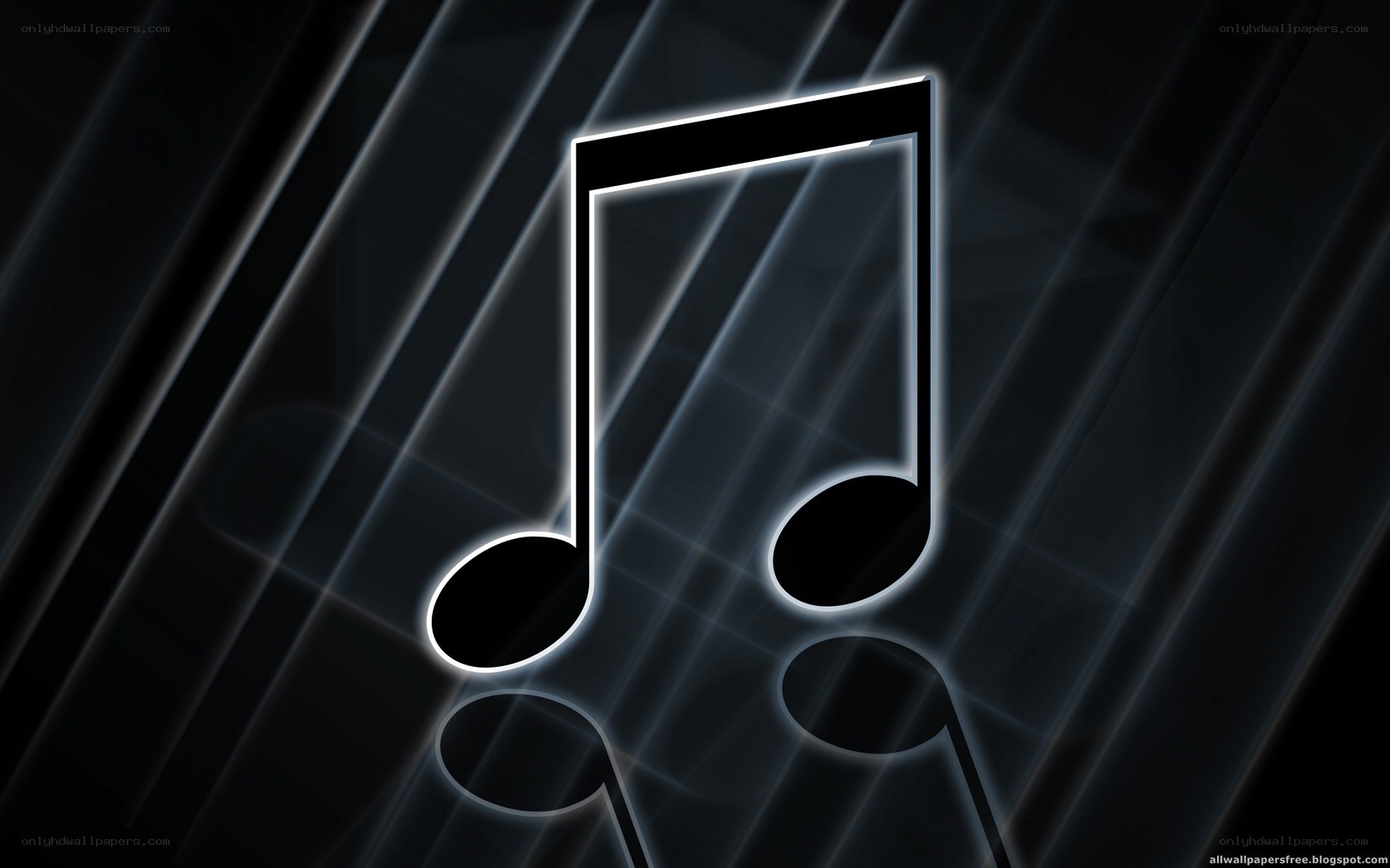 glowing music note on dark background