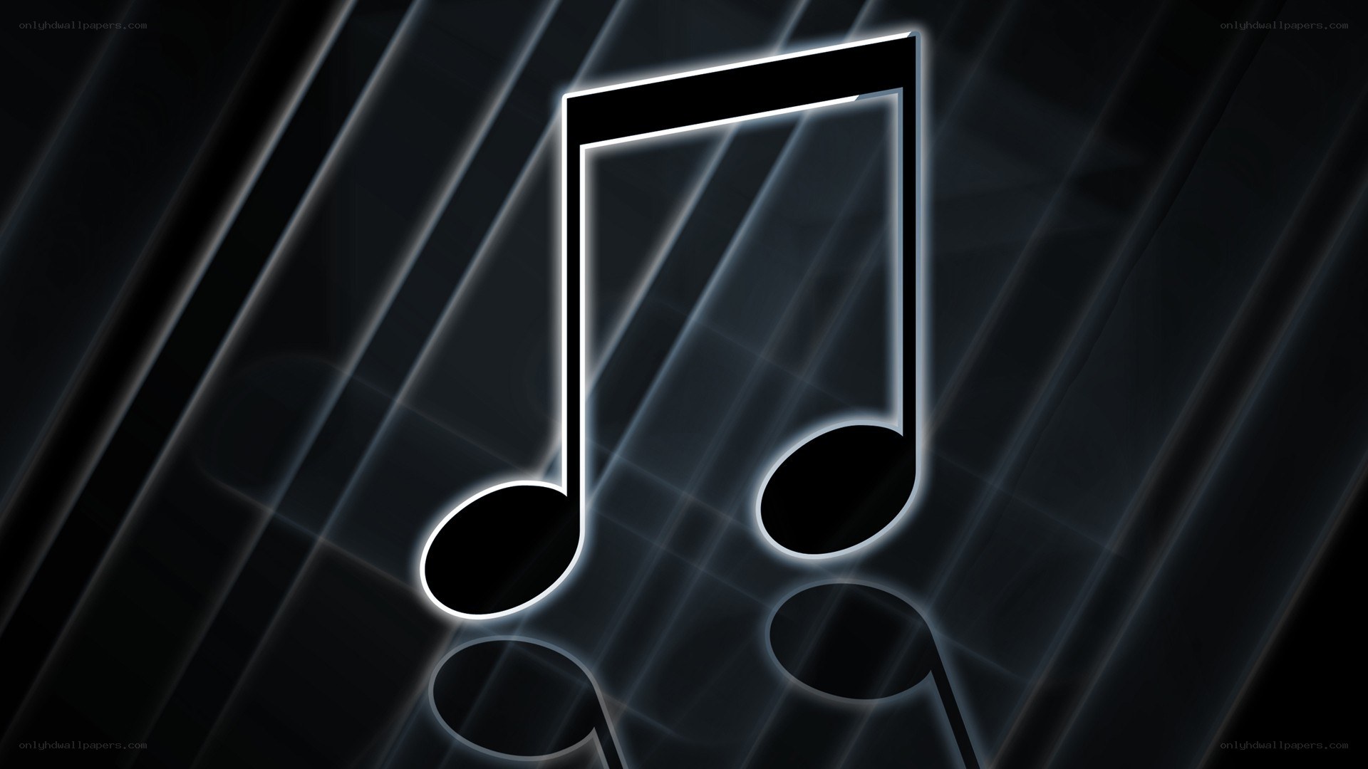 glowing music note on dark background