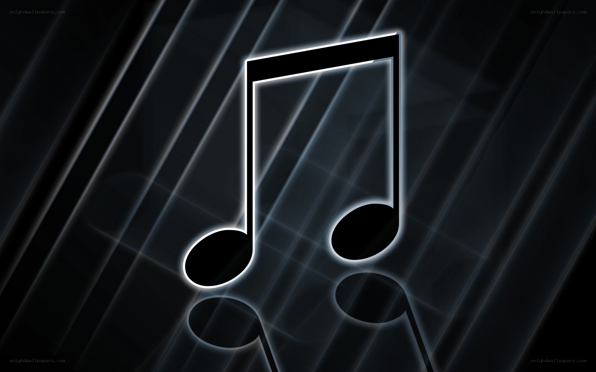 glowing music note on dark background