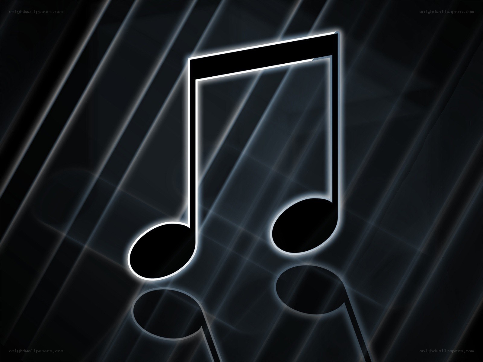 glowing music note on dark background