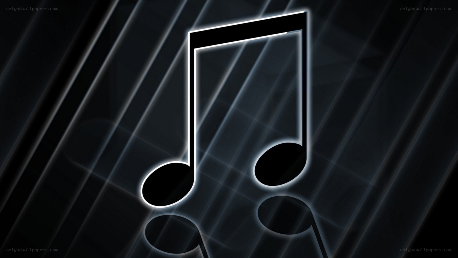 glowing music note on dark background