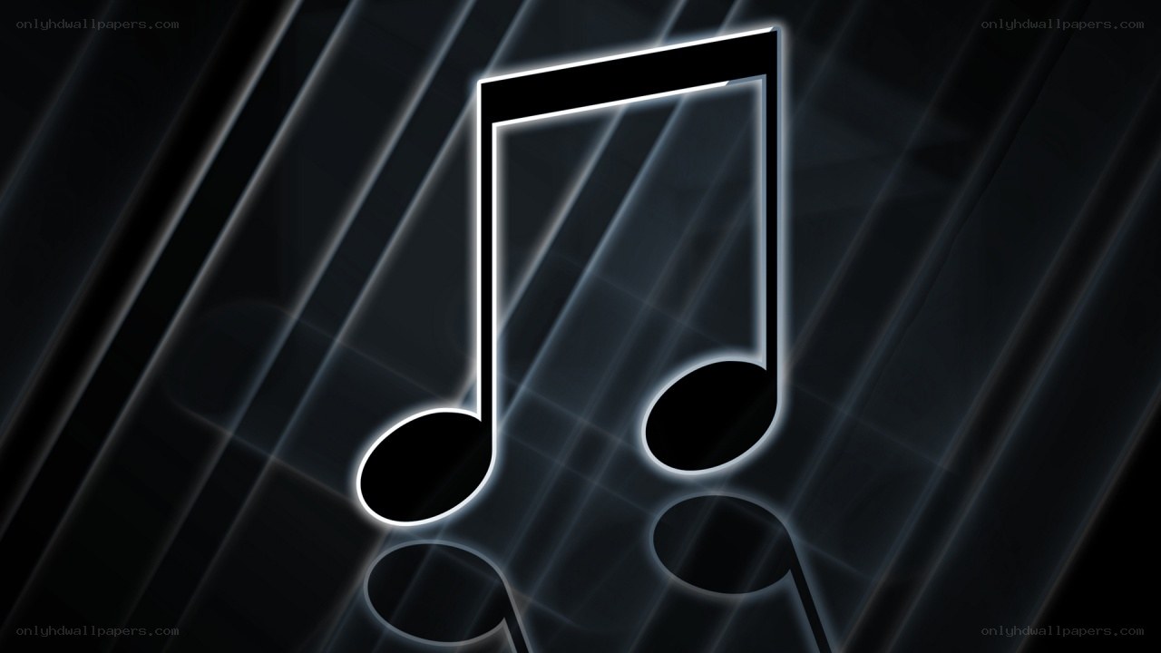 glowing music note on dark background