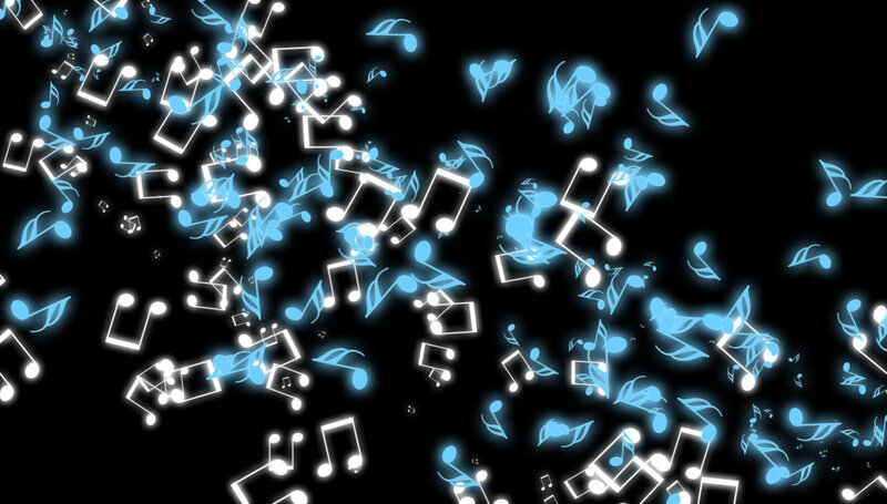 Glowing Musical Notes — Black