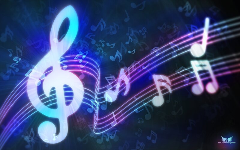 Glowing Musical Notes — Blue