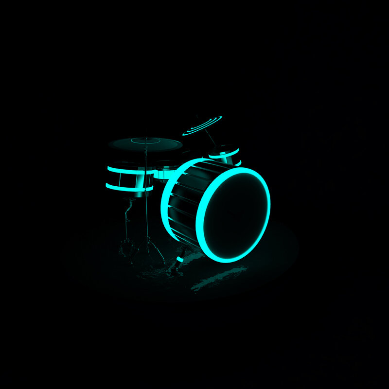 glowing neon drum set