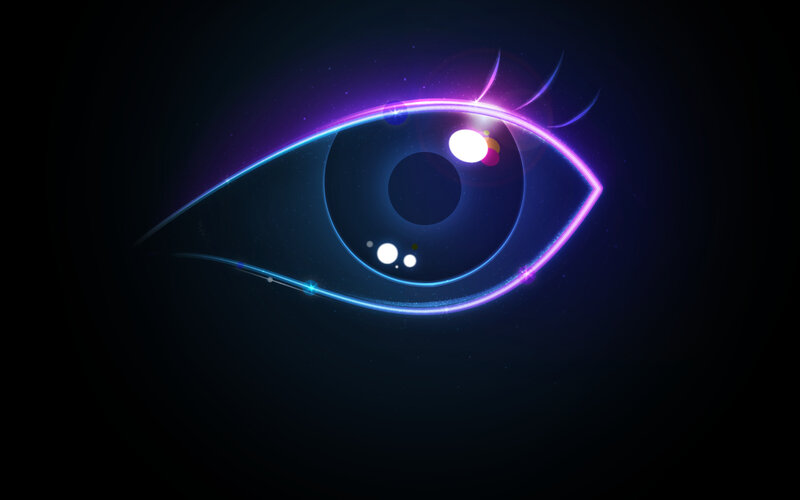 Glowing Neon Eye — Purple, Dramatic