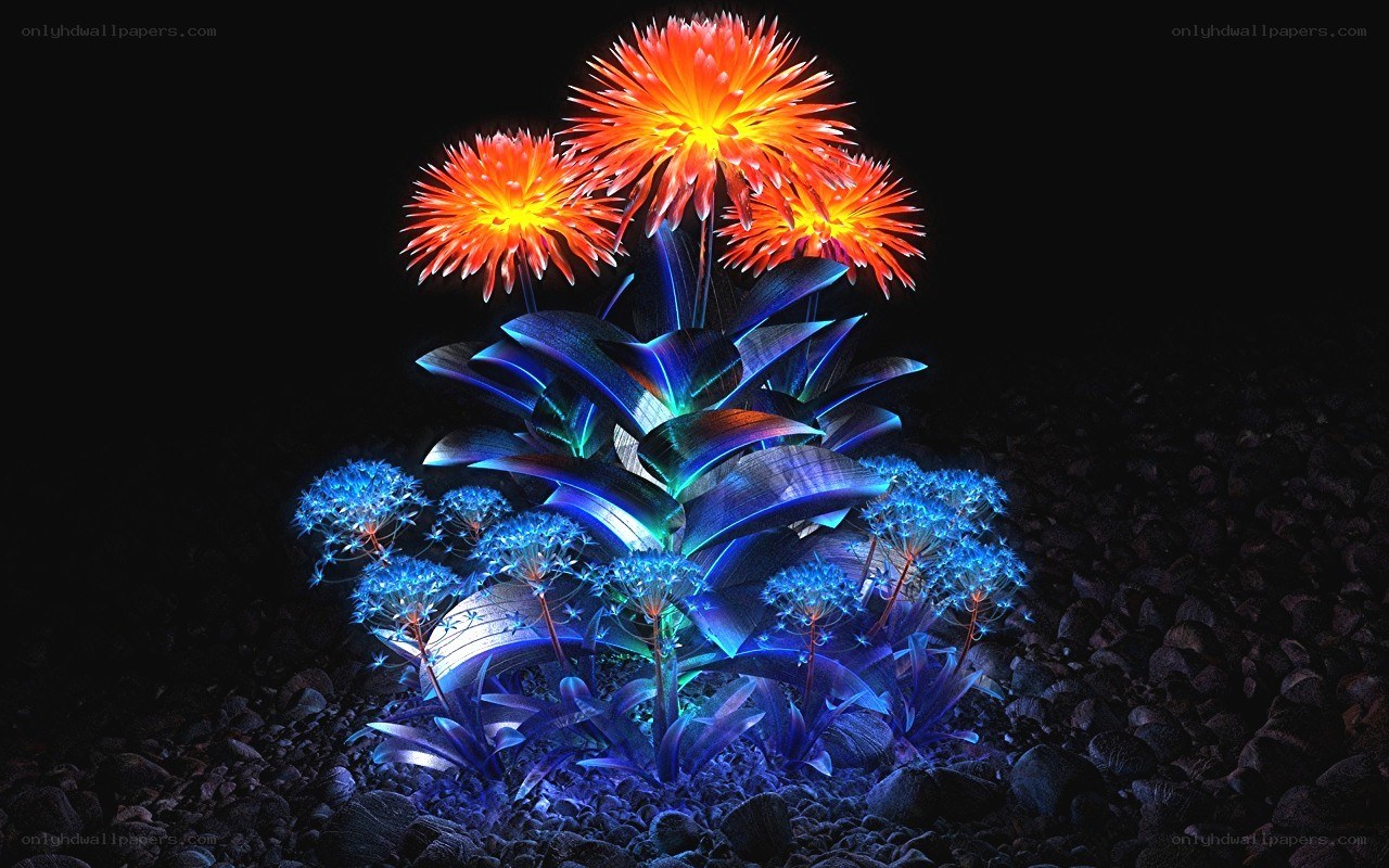 glowing neon flowers