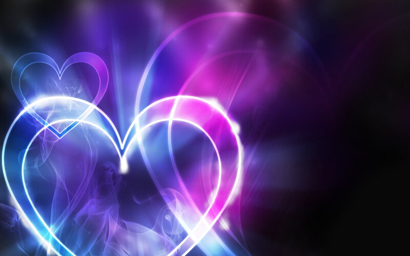 Glowing Neon Hearts — Purple, Ethereal