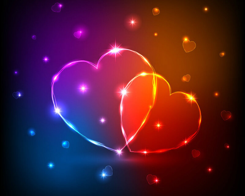 Glowing Neon Hearts