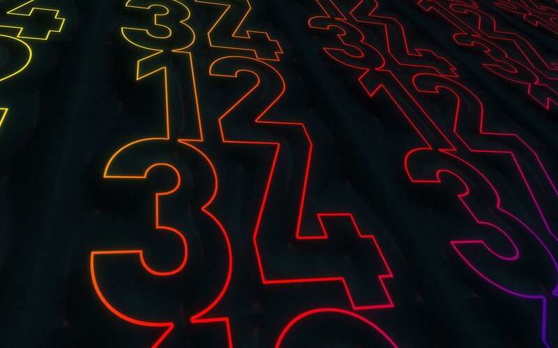glowing neon numbers