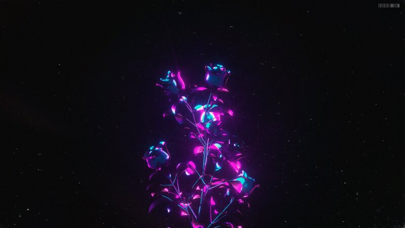 Glowing Neon Roses — Purple