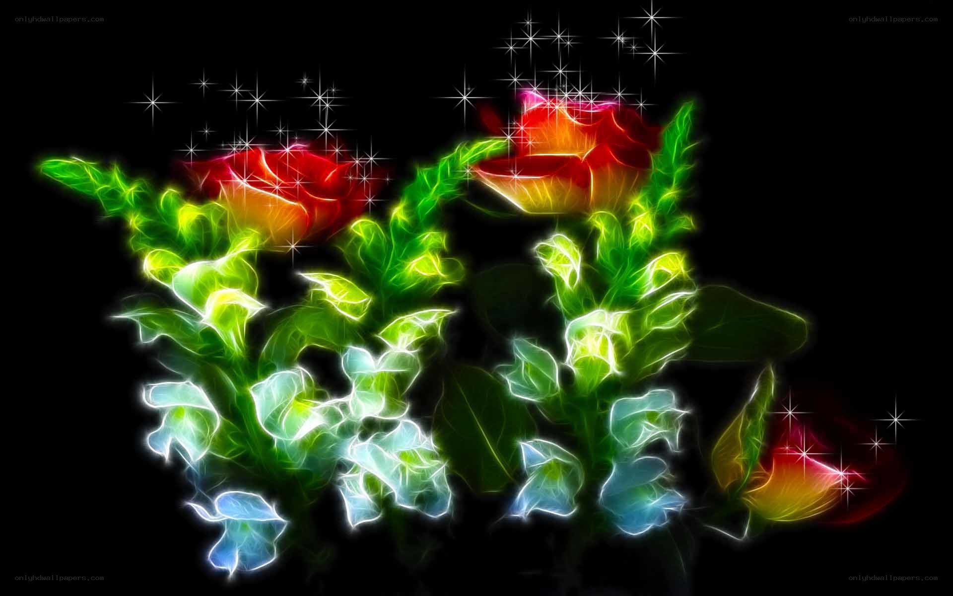 glowing neon roses