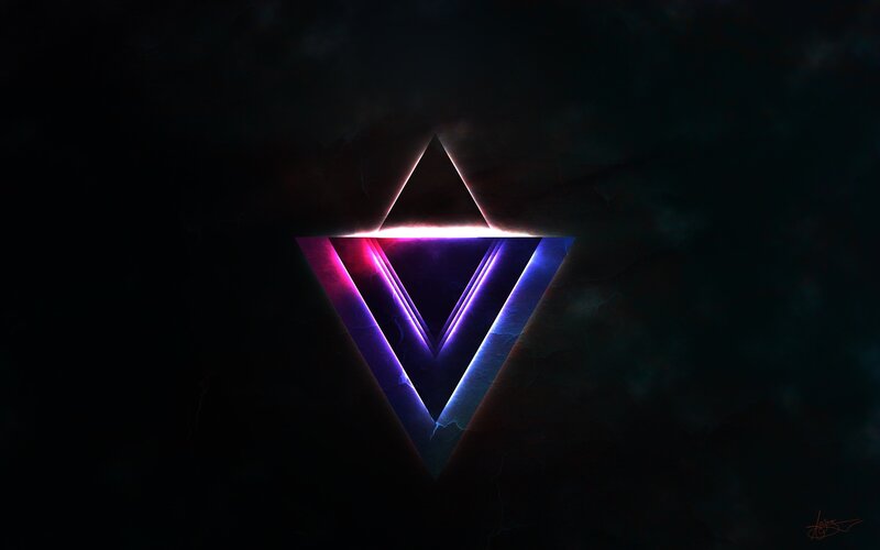glowing neon triangle symbol