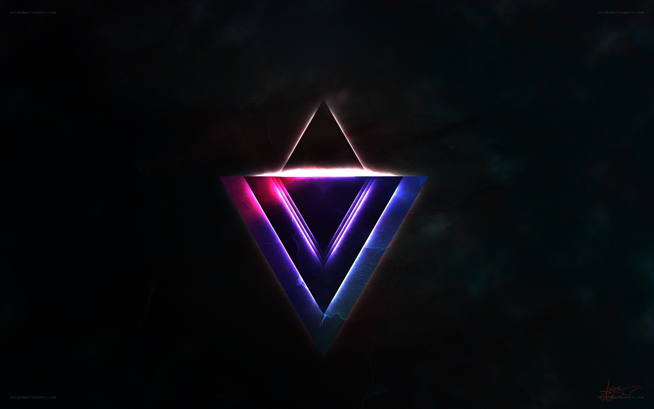 glowing neon triangle symbol
