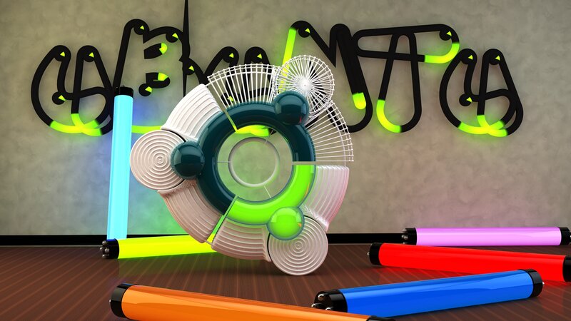 Glowing Neon Tubes and Fan