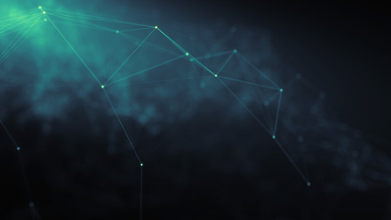 Glowing Network Nodes — Teal, Abstract