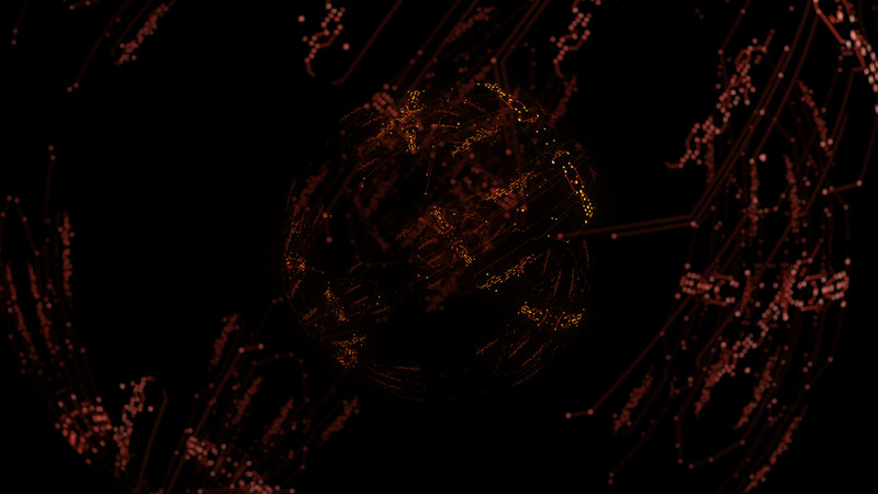 Glowing Network Sphere — Black