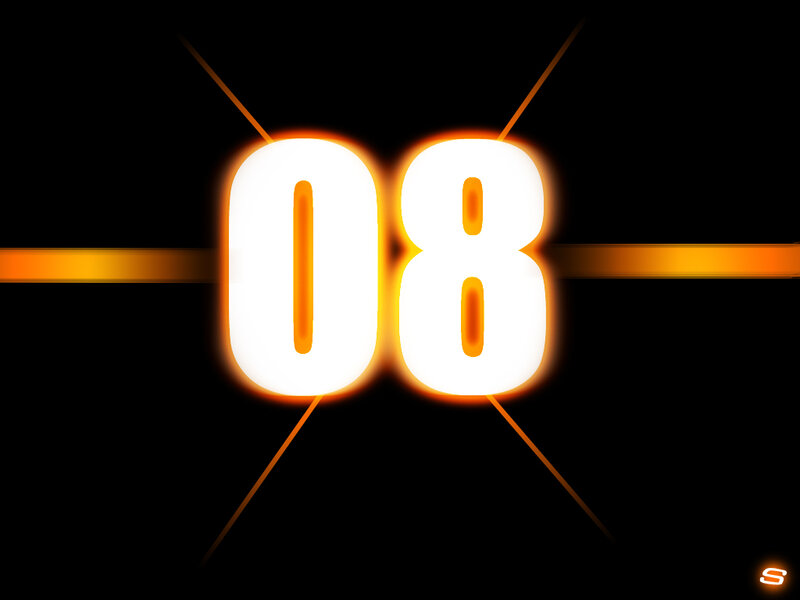 glowing number eight