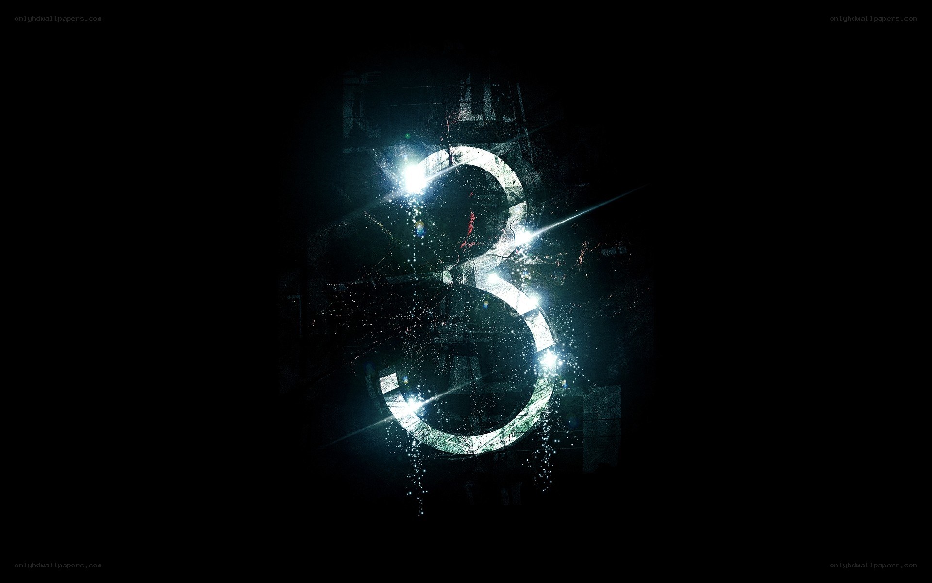 glowing number eight with sparks