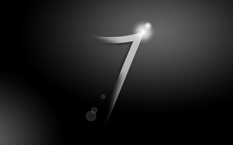 Glowing Number Seven — Black, Dramatic, Digital Art, Light, Shadow