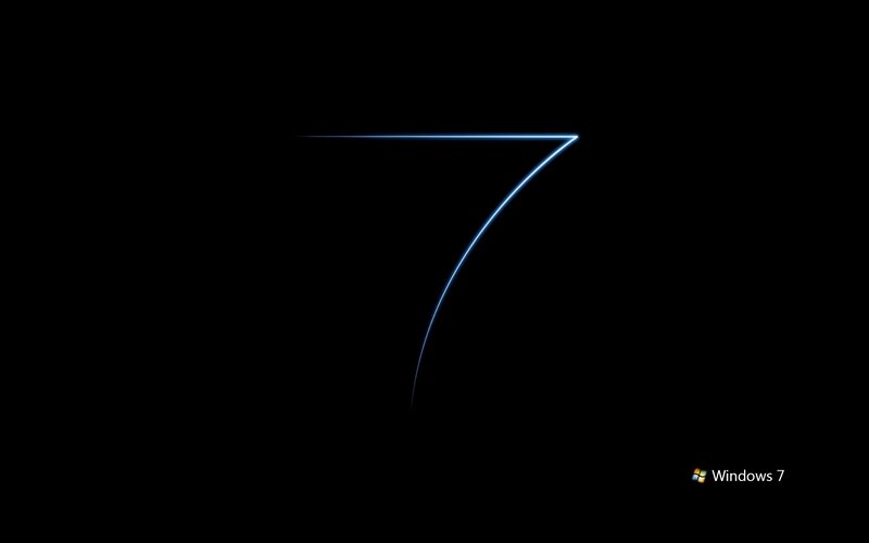 Glowing Number Seven — Black, Minimalist, Digital Art