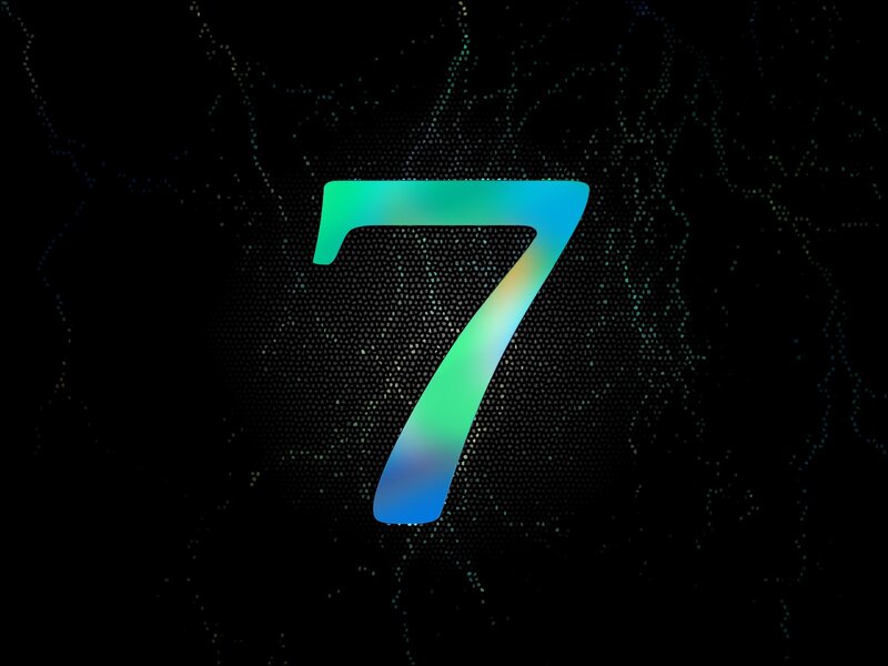 Glowing Number Seven — Green, Technological