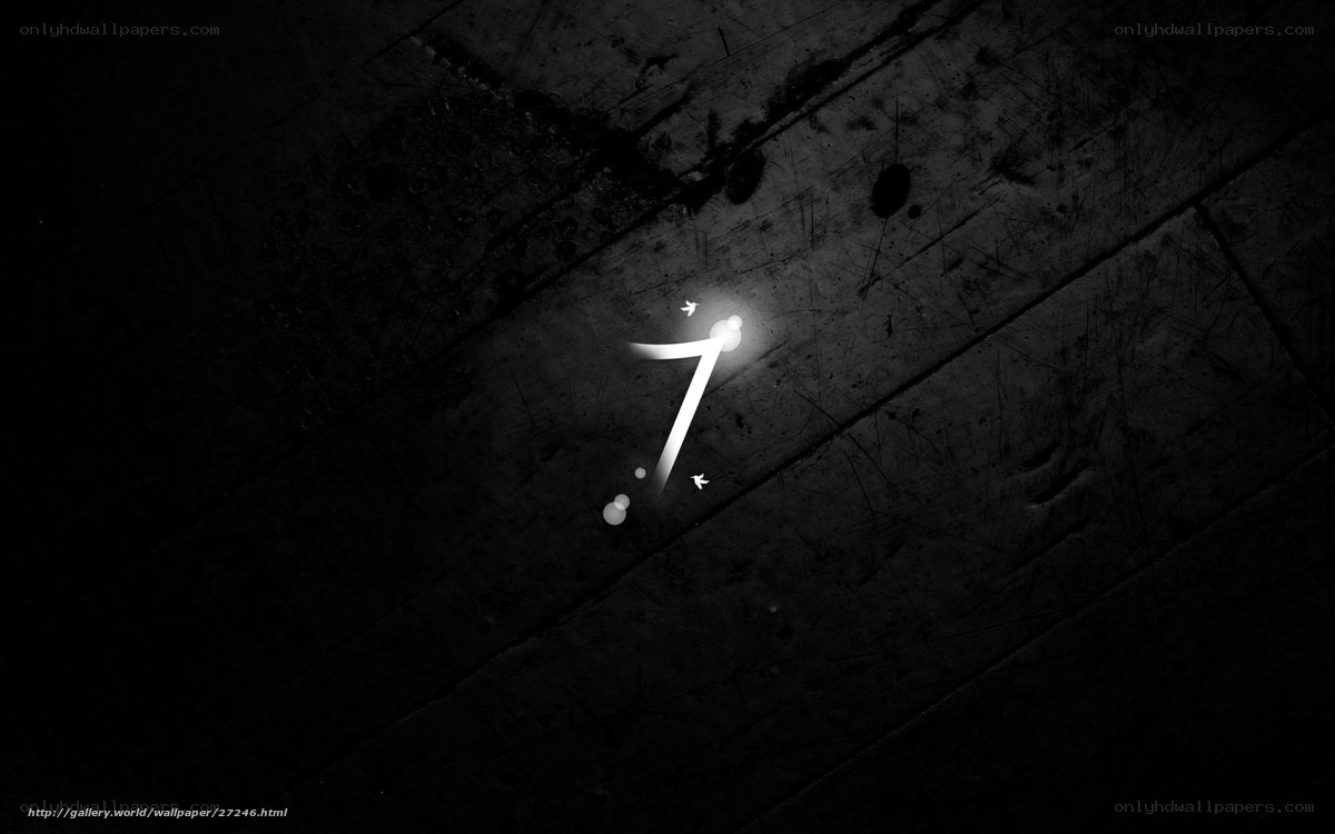 glowing number seven on wood
