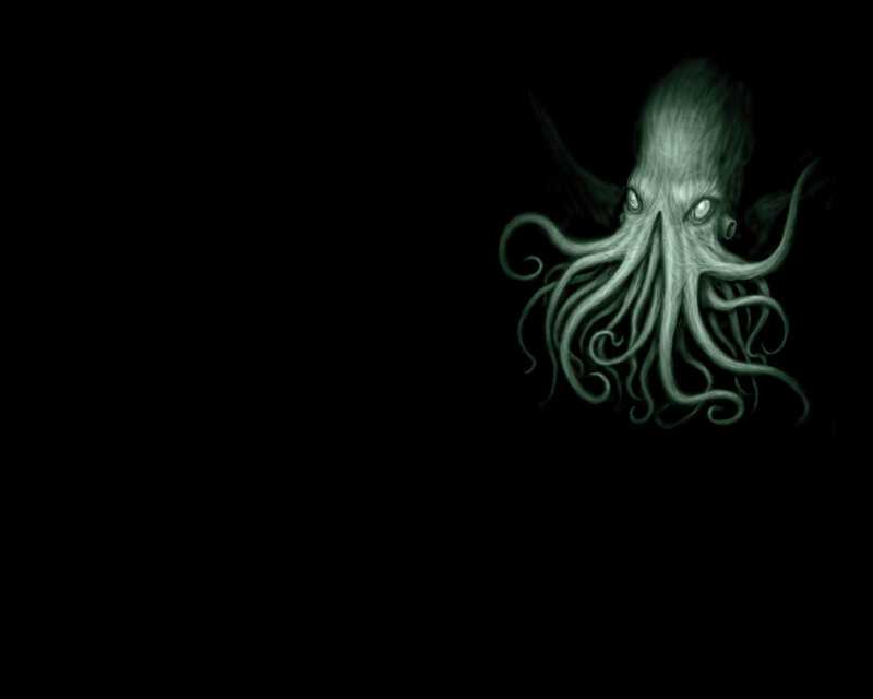 glowing octopus in darkness