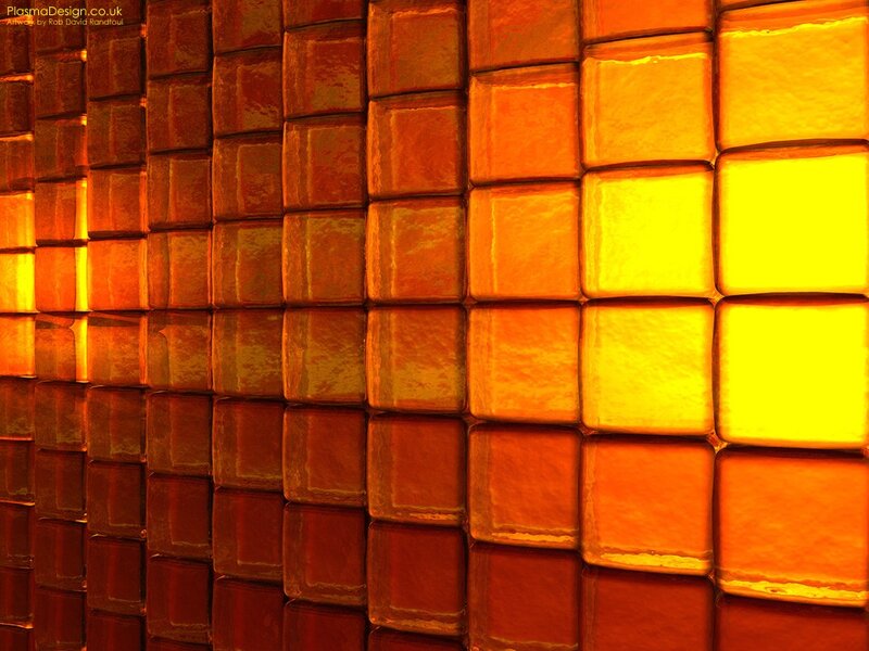 glowing orange cube wall