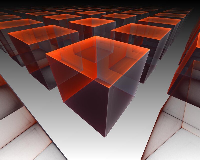 glowing orange cubes in grid