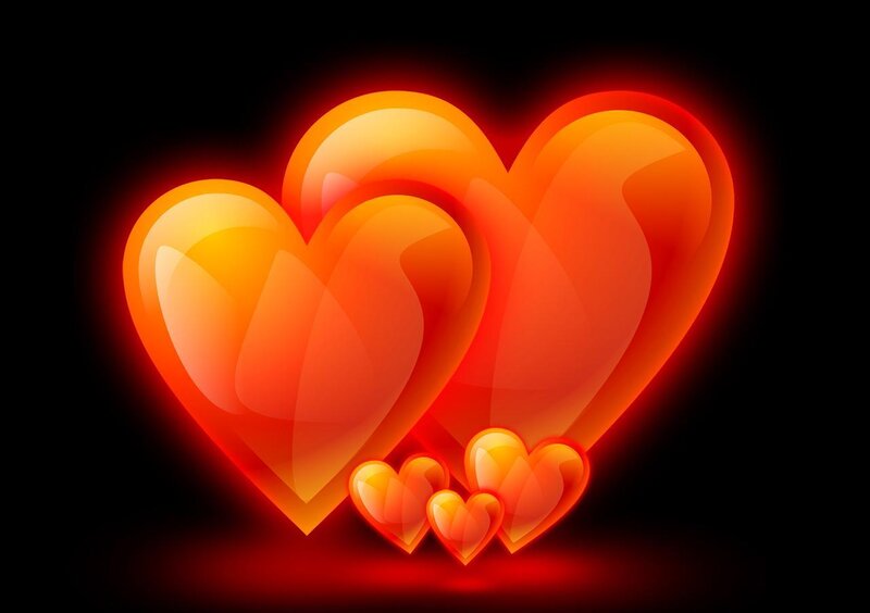 Glowing Orange Hearts — Red