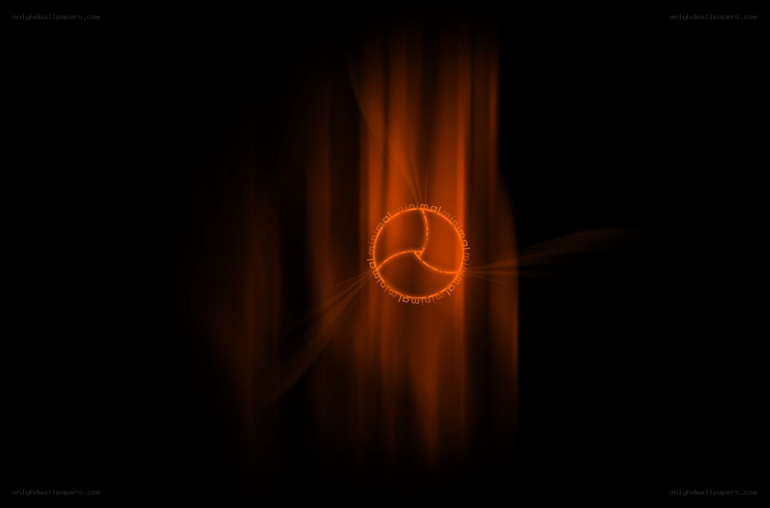 glowing orange logo on dark background