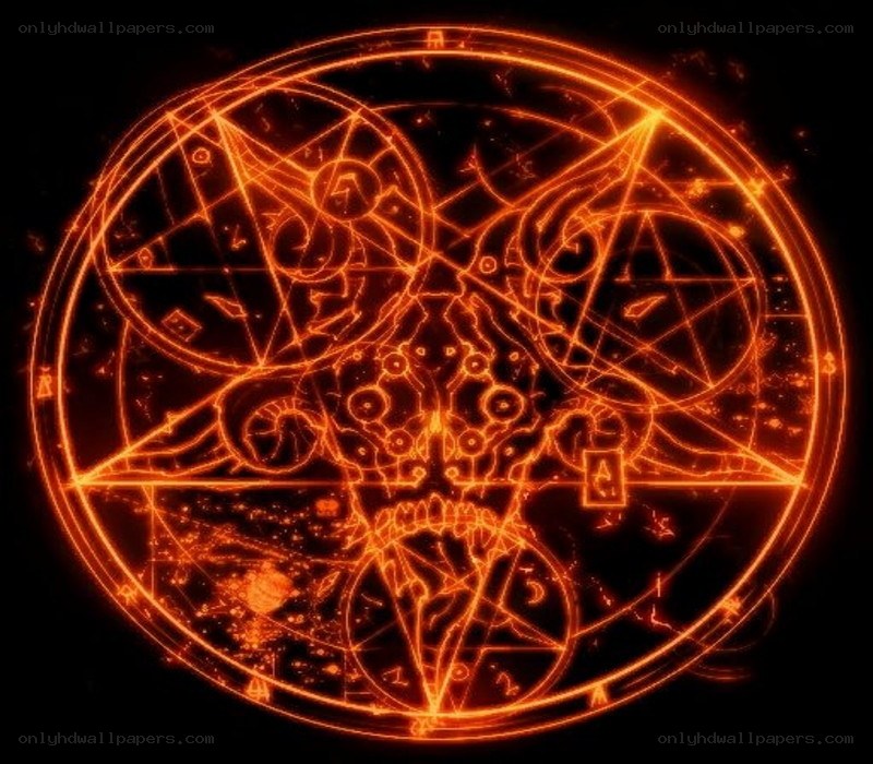 glowing orange occult symbol