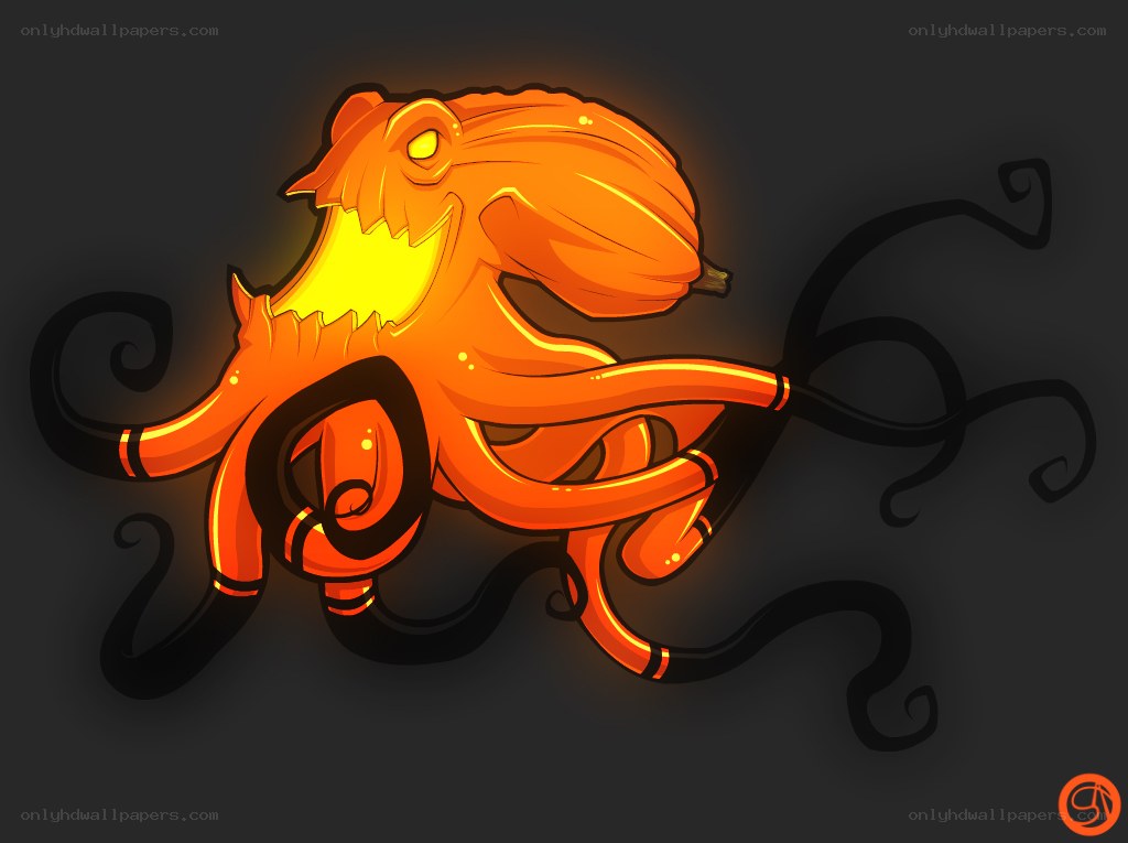 glowing orange octopus