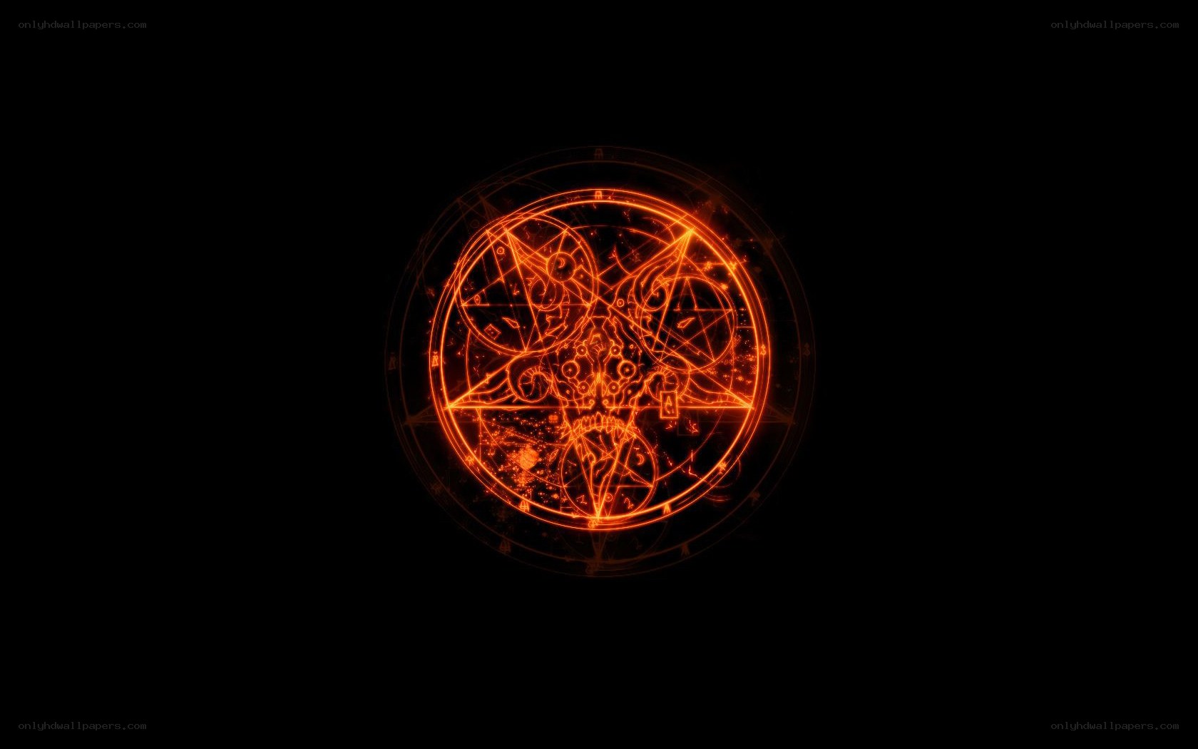 glowing orange sigil on black