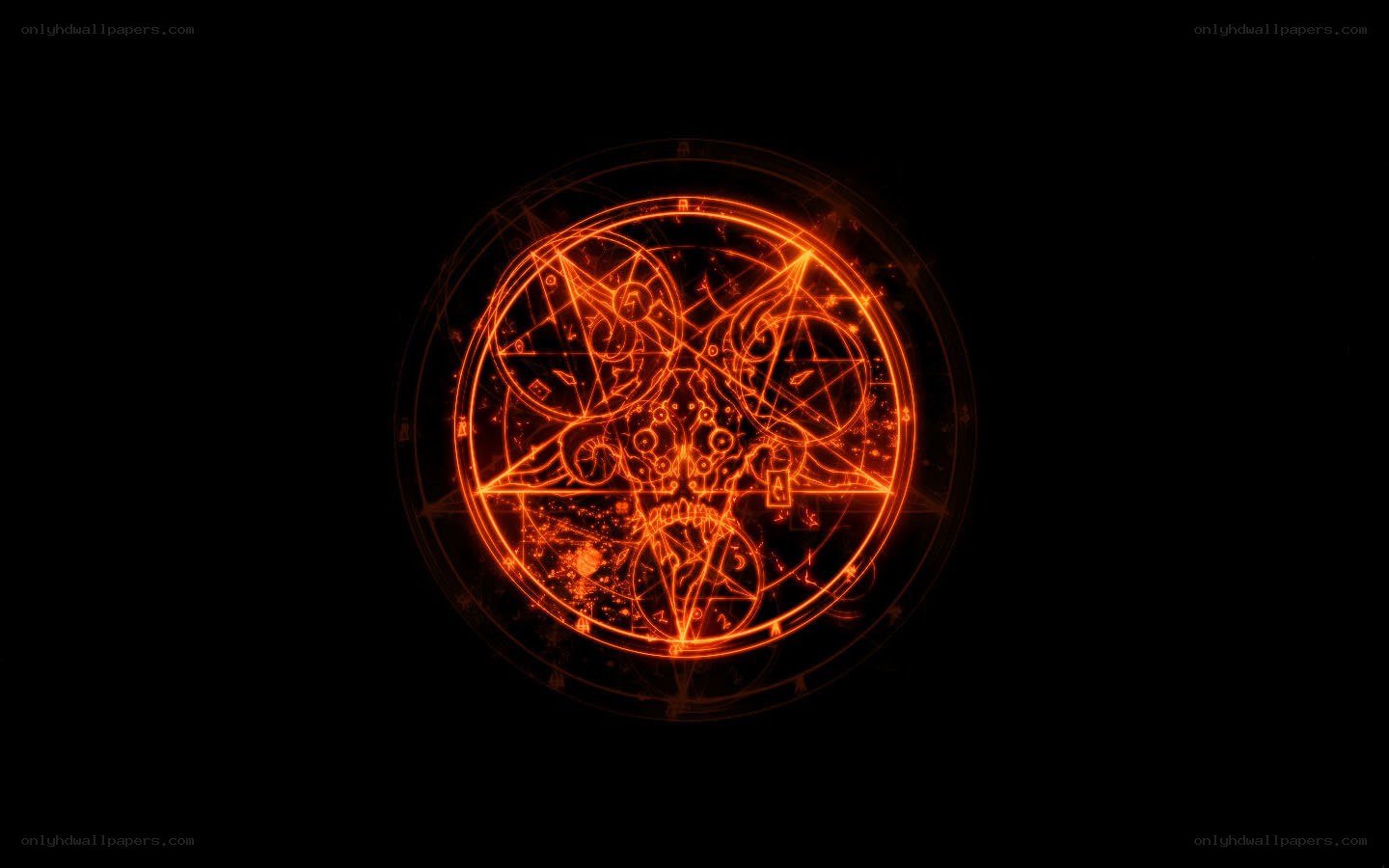 glowing orange sigil on black