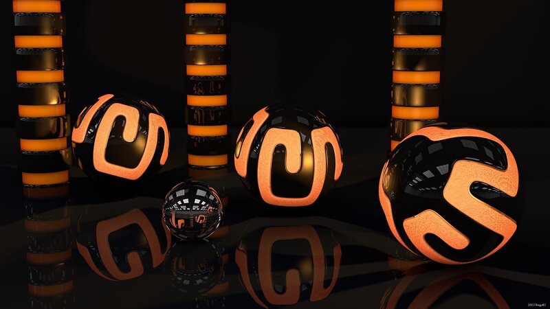 Glowing orange spheres on black
