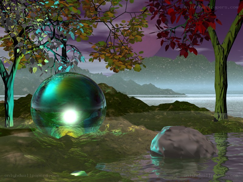 Glowing orb in a forest scene