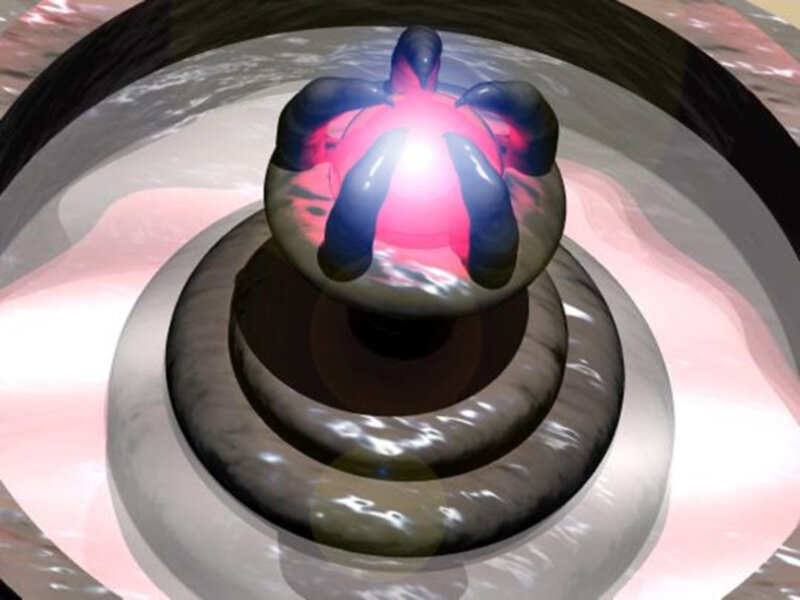 glowing orb in a mechanical hand