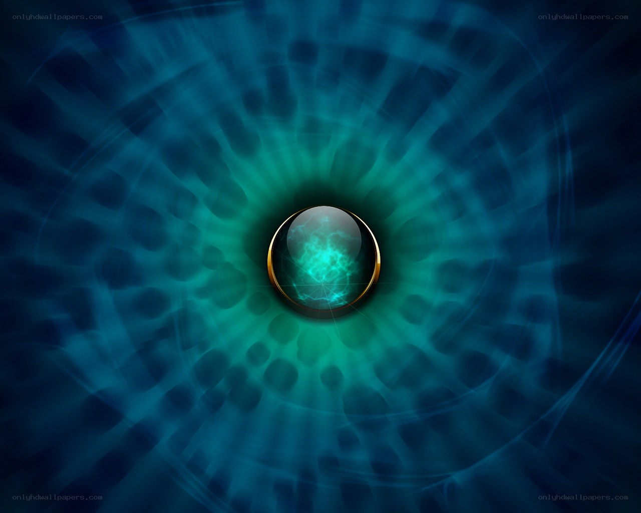 glowing orb in blue tunnel