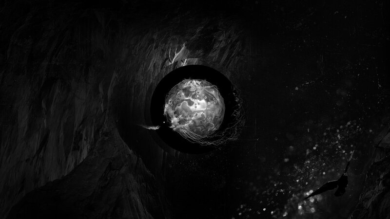 Glowing Orb in Cave — Black