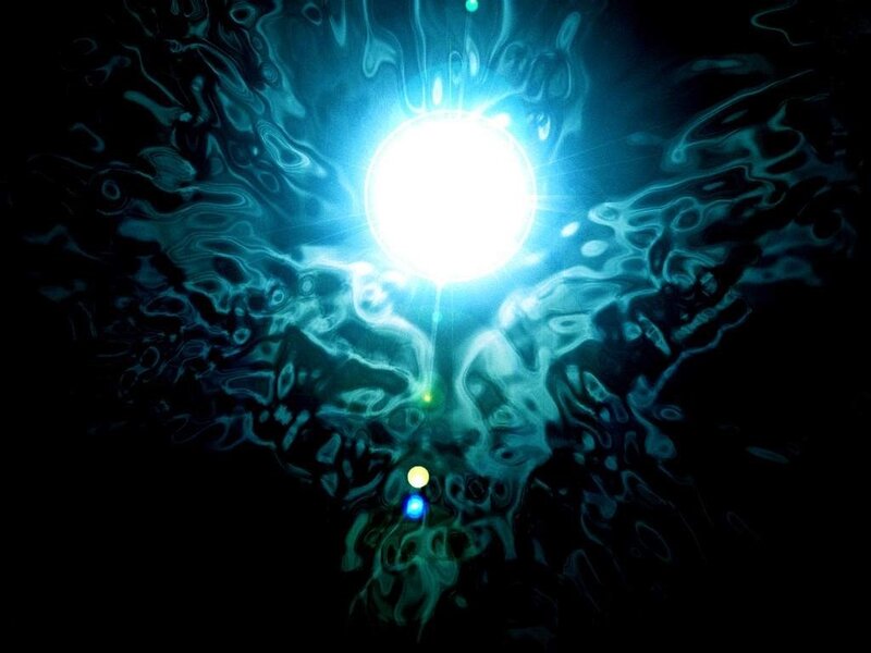 Glowing Orb in Dark Liquid