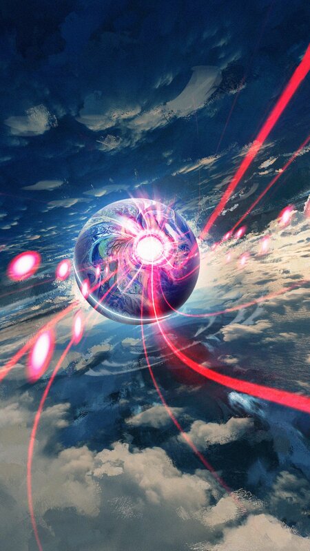 Glowing Orb in Sky — Blue