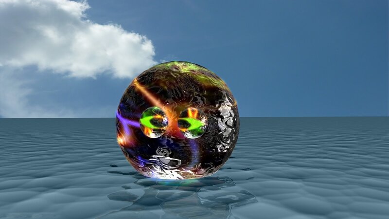 Glowing Orb in Water — Blue