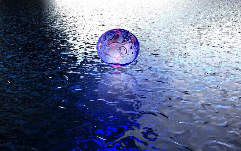 Glowing orb on water surface